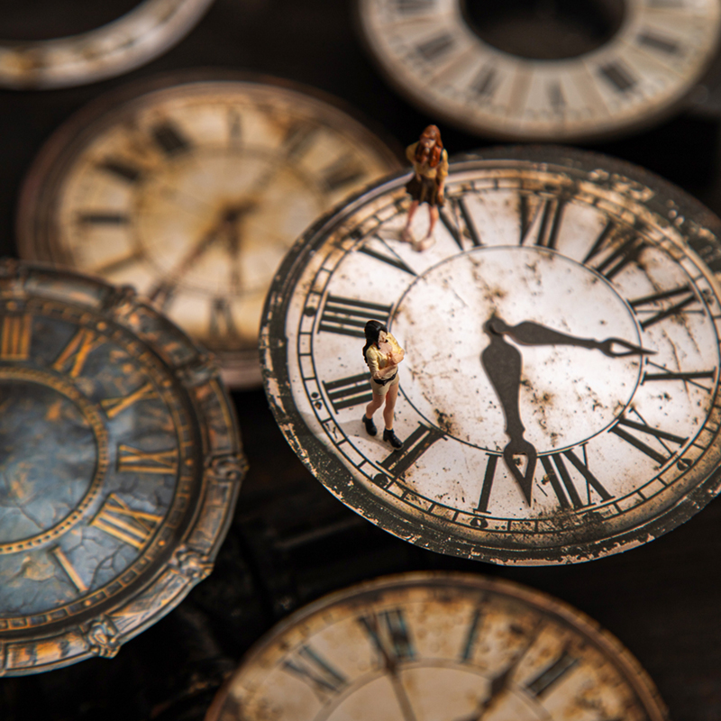 手账硬卡贴纸复古金属时钟不重复