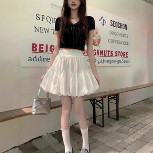 2025夏季 胖mm大码 甜美设计蓬蓬字A高腰显瘦感短裙子褶皱蛋糕半身
