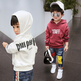 男童白色卫衣春秋款2021新款韩版儿童连帽上衣秋装潮童装小童洋气图片