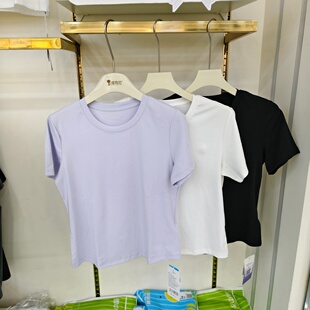 猫有范1108女士修身 T恤女莱赛尔百搭显瘦上衣 小蛮腰冰棉圆领短袖