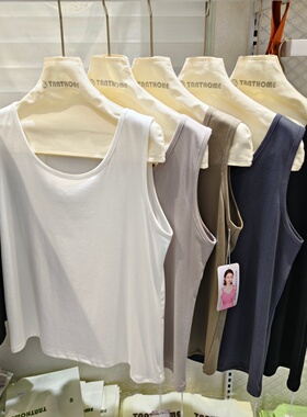 夏米姿26553纯色圆领大码背心女外穿宽松无袖打底衫百搭显瘦上衣