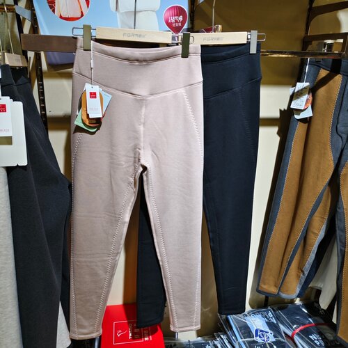 纤丝鸟6068冬季女超暖绒保暖裤加绒中厚保暖裤高腰贴片护膝厚秋裤