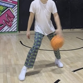 篮球长裤 复古印花塔图姆同款 男女潮中性 美式 孟博龙网红运动直筒裤