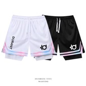 三分内衬训练篮网运动速干学生儿童男 短裤 假两件杜兰特篮球裤 美式