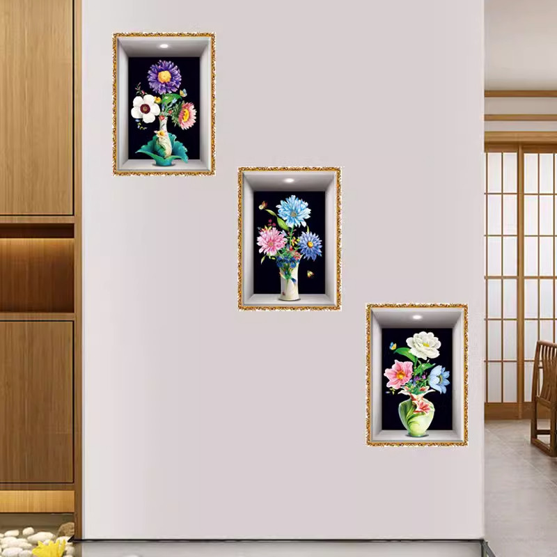 花瓶贴画墙贴客厅背景墙瑕疵遮挡贴花墙壁洞口遮丑装饰画玄关贴纸
