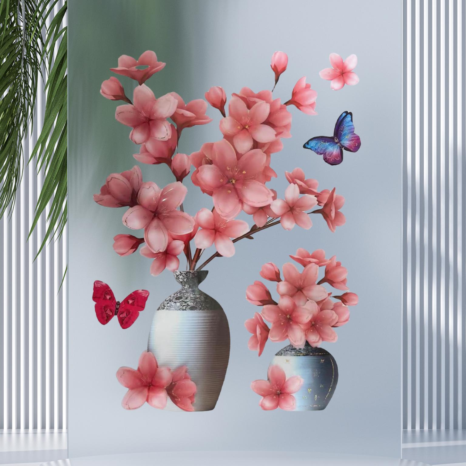 儿童房门贴画3d立体梅花蝴蝶装饰墙贴画自粘冰箱贴花柜子门上贴纸图片