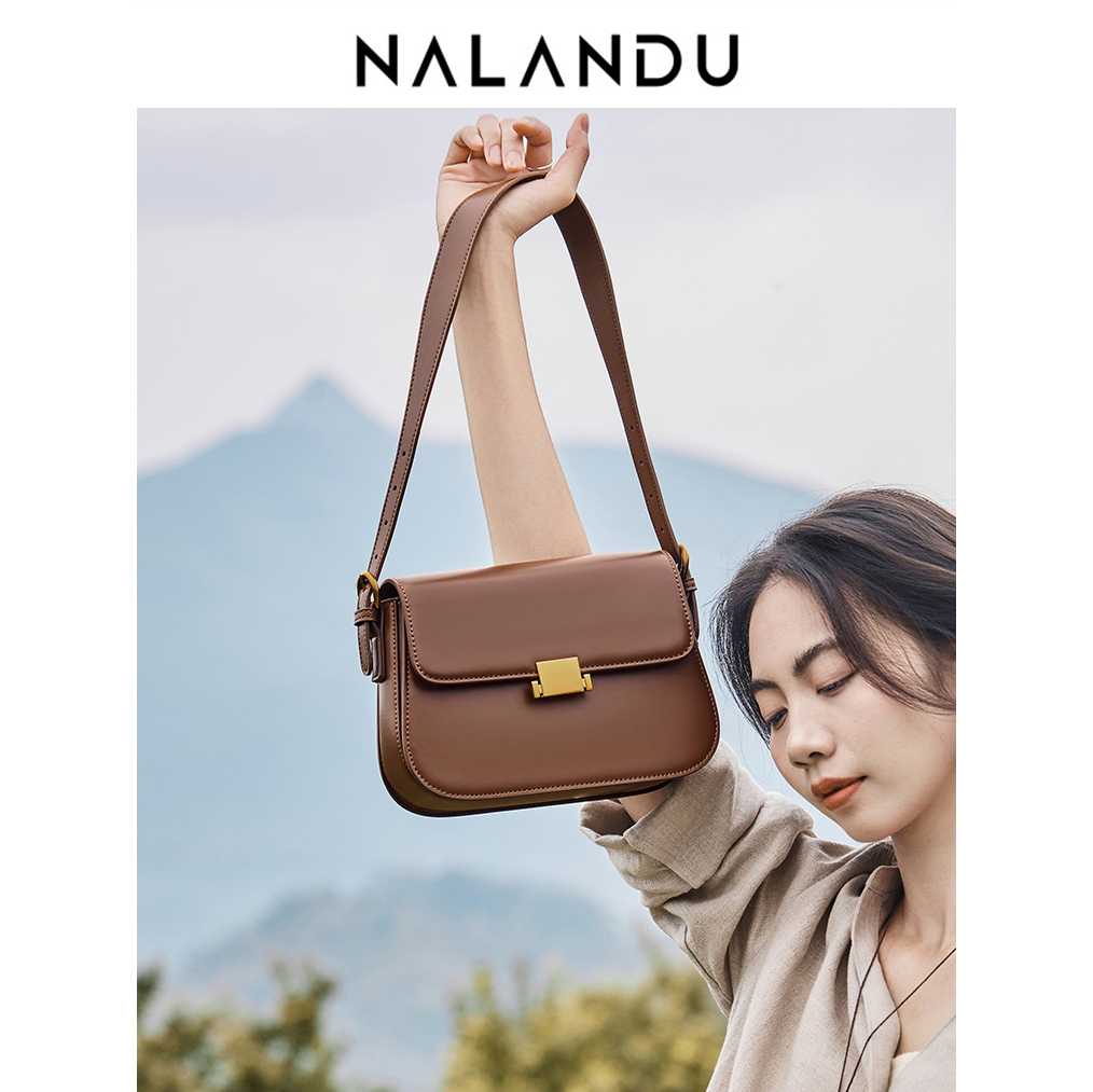 纳兰杜真皮单肩包腋下斜挎豆腐包