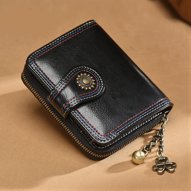 品牌真皮简约折叠多功能小钱包