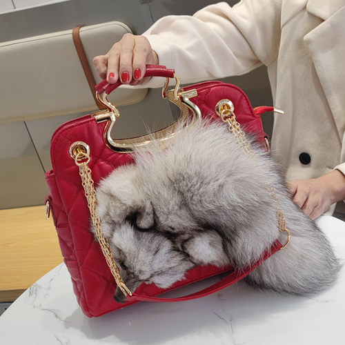 包包新款狐狸头女包真皮手提包