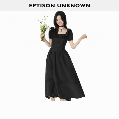 Eptison甜美风方领气质连衣裙