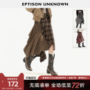 复古风高腰不规则拼接长裙 美式 EPTISON格纹半身裙女2025秋季 新款