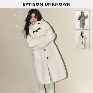 EPTISON复古学院风毛绒外套2025冬新款 件 连帽可爱大衣女 269
