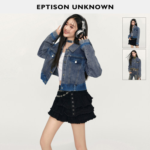 Eptison设计感复古牛仔外套