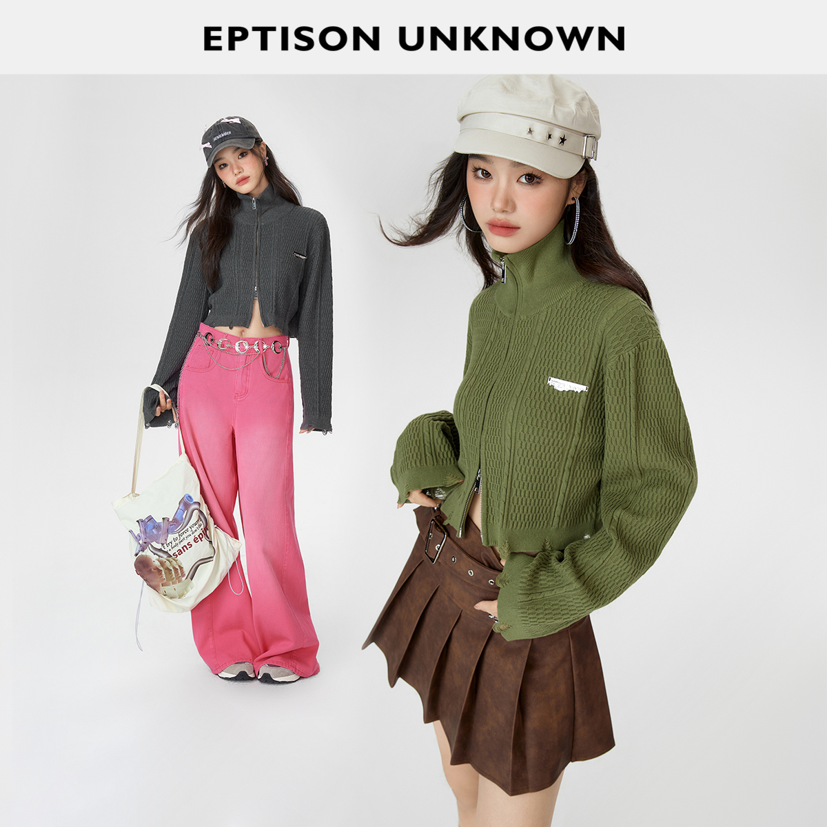 Eptison复古美式短针织衫毛衣