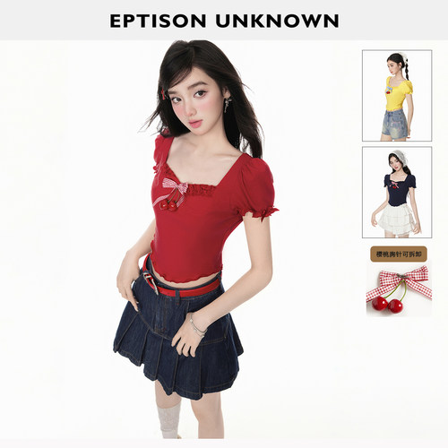 Eptison泡泡袖辣妹短款上衣