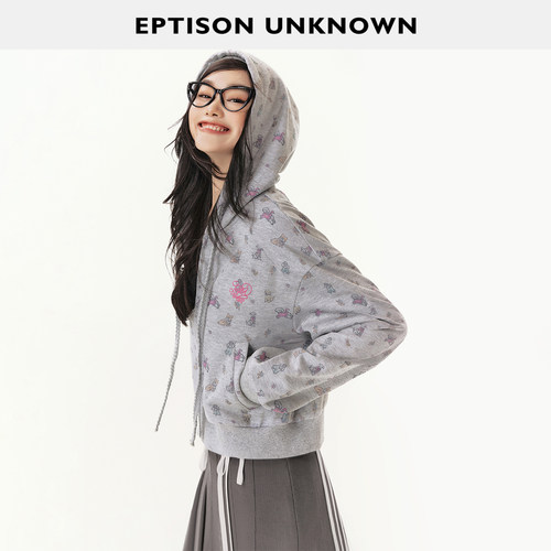 Eptison狗狗印花连帽卫衣外套