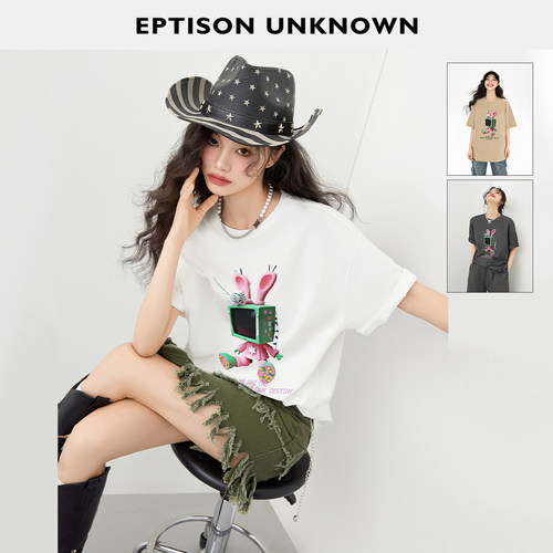 Eptison设计感印花宽松休闲上衣