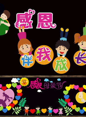 感恩母亲节百善墙贴校园黑板报