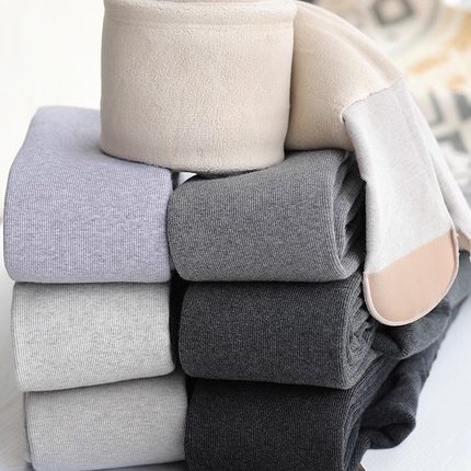 2400D细竖条纹打底裤女一体秋冬加绒加厚连裤袜螺纹棉特厚保暖裤