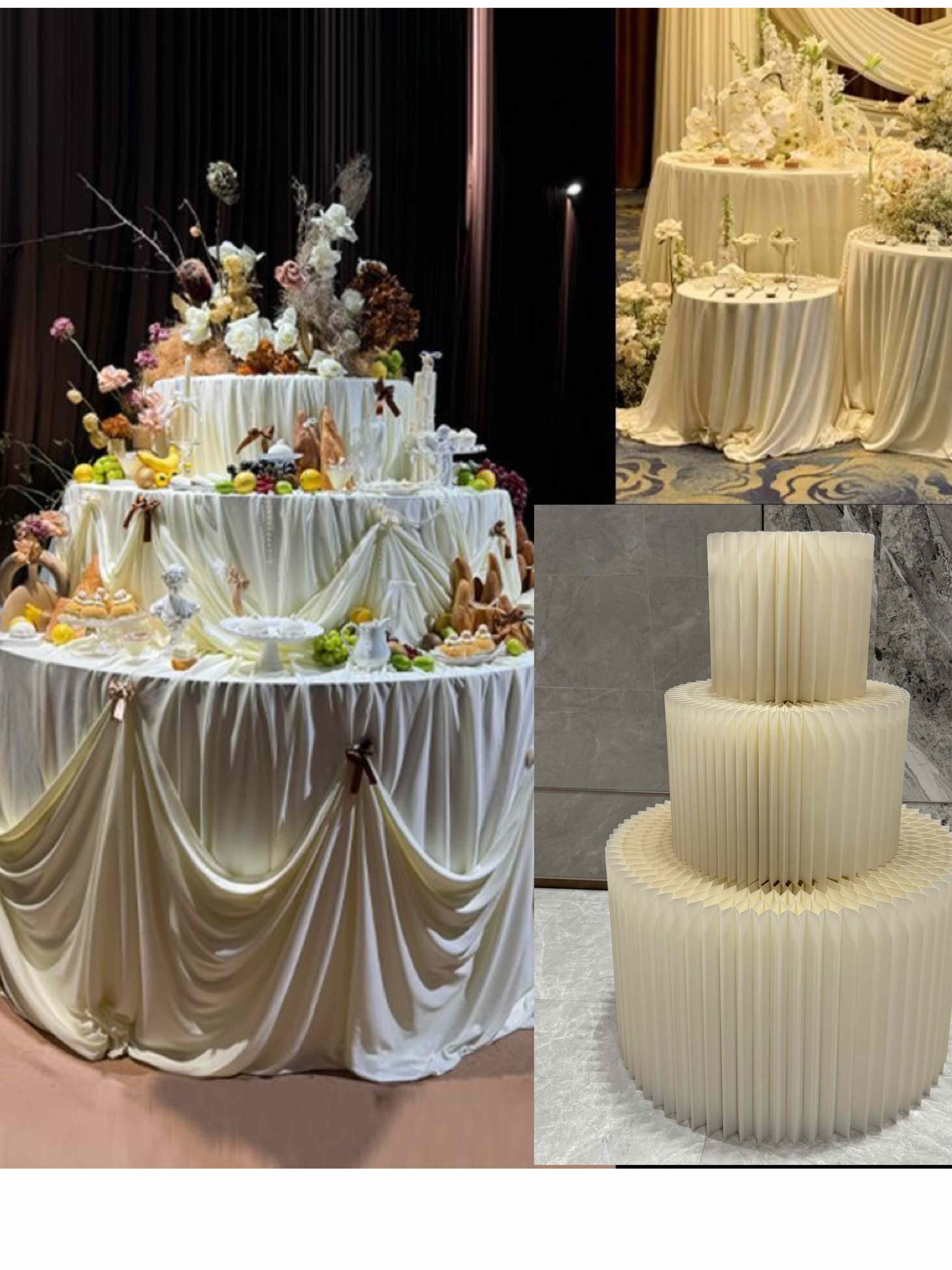 折叠纸艺蛋糕甜品台二三层甜品桌布幔摆台宝宝宴布置气球派对