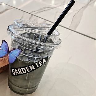 98口径一次性高透pet冷饮杯美式咖啡杯400ml网红奶茶杯加厚可定制