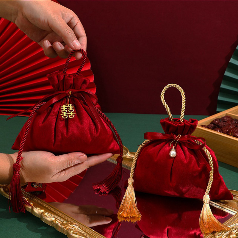 喜糖袋结婚专用丝绸锦袋子婚礼手提喜袋空盒包装礼盒糖果礼品袋子