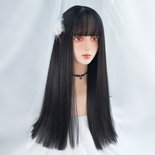 水舞假发川上富江女黑色长直发全头套日常网红齐刘海y2k自然长发