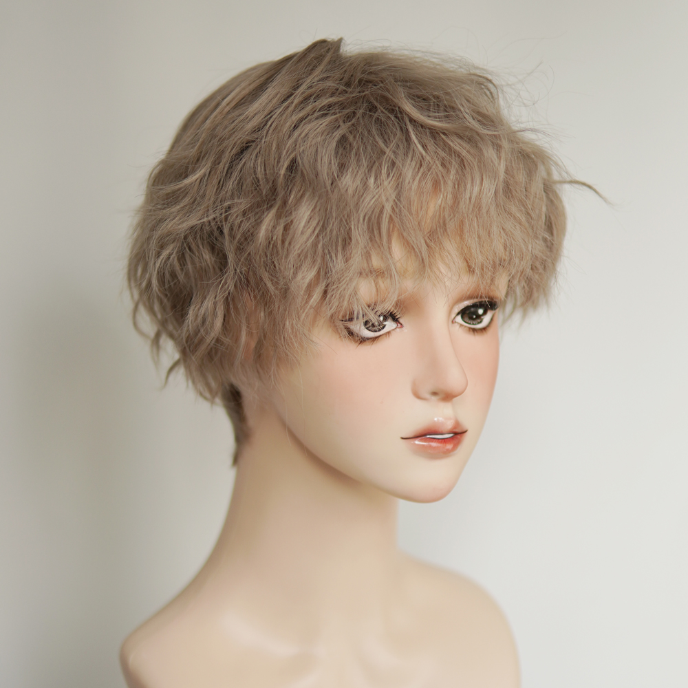 高温丝基佬少年感棕灰短卷发