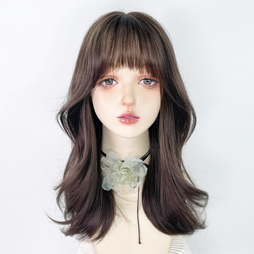 锁骨发法式蛋烫慵懒卷发中长假发