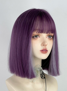 水舞紫色公主切假发女中长发短发锁骨发直发亚文化彩色姬发全头套