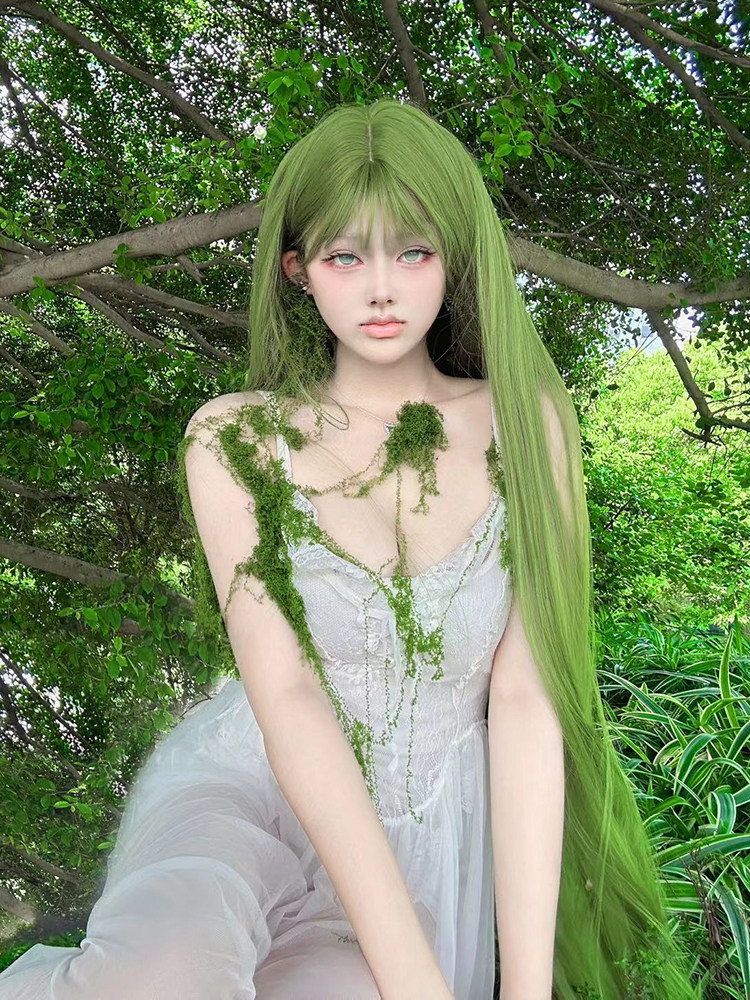 Green Extra-Long 130cm Straight Wig Full Cover - Taobao product photo 3