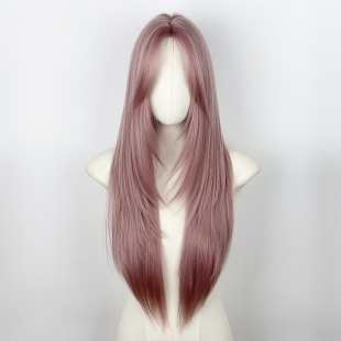 假发女粉色长直发中分高层次y2k辣妹全头套式 Lolita日常cos万用毛