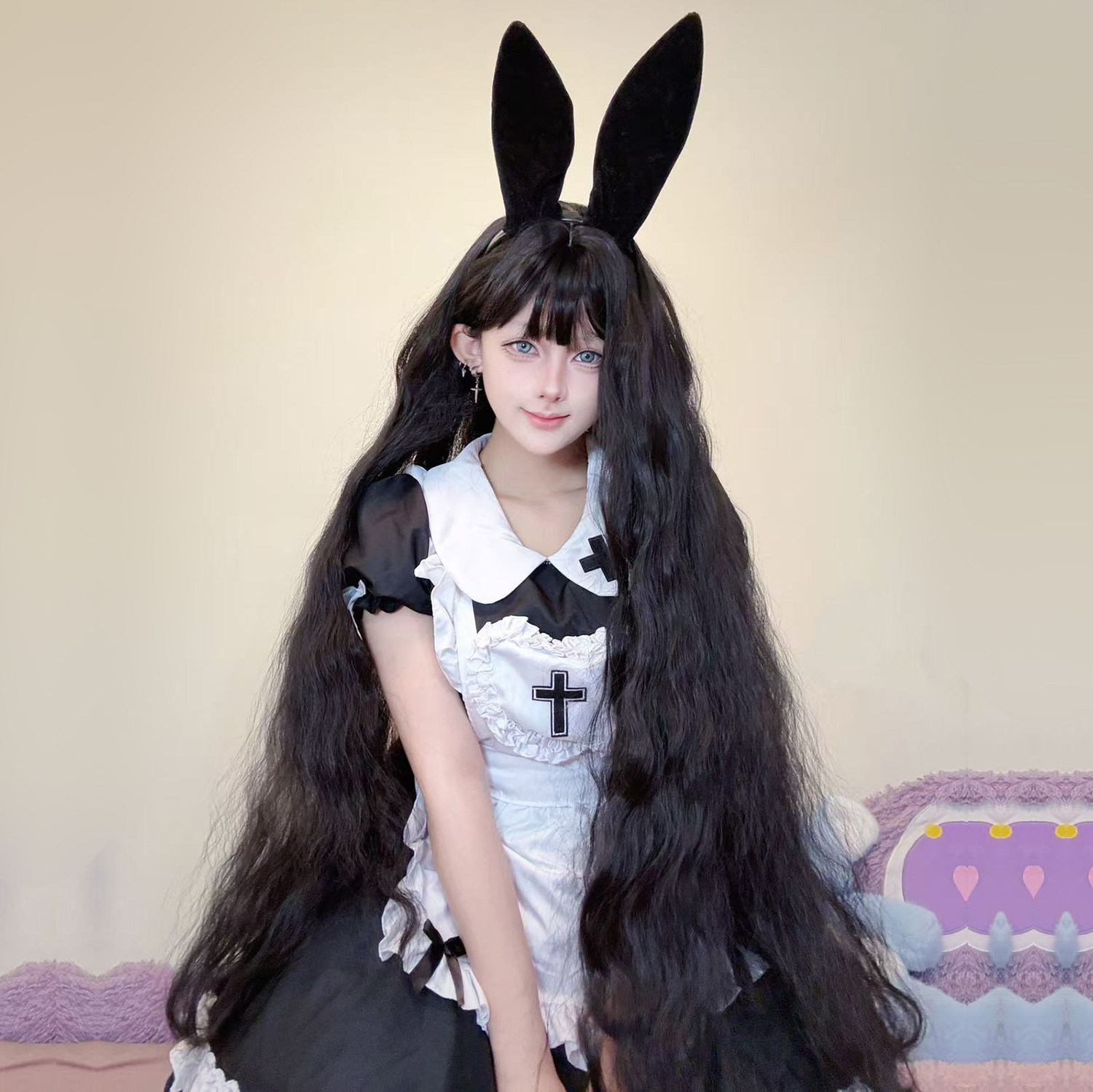 一米超长卷发女黑色高温丝假发套100cm森系写真COS万用毛娘造型,美发护发/假发,日常整顶假发,淘宝优惠券,粉丝福利购,淘宝优惠卷