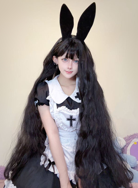 一米超长卷发女黑色高温丝假发套100cm森系写真COS万用毛娘造型