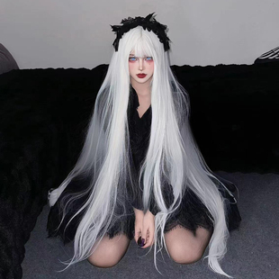 白色假发超长1米3长直发lolita全头套女130cm万用cos白毛1.3m整顶