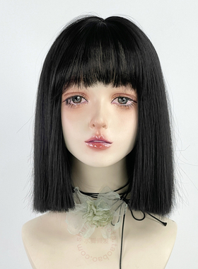 一刀切短发假发女黑色波波头漫画bobo全头套整顶日系中短直发