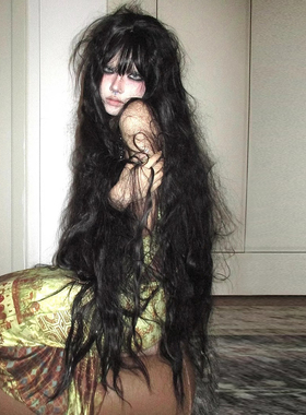 洛丽塔超长黑色水纹长卷发假发女影楼写真一米羊毛卷cos万用发套