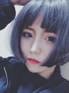 烟灰色短直发短发假发女帅气逼真大头皮薄空气刘海波波学生bobo头