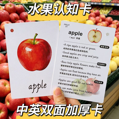 中英文蔬菜水果学习加厚单词闪卡