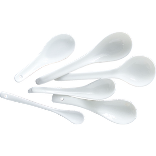 景德镇精美韩式纯白骨瓷勺子家用小汤勺调羹创意陶瓷吃饭勺汤匙