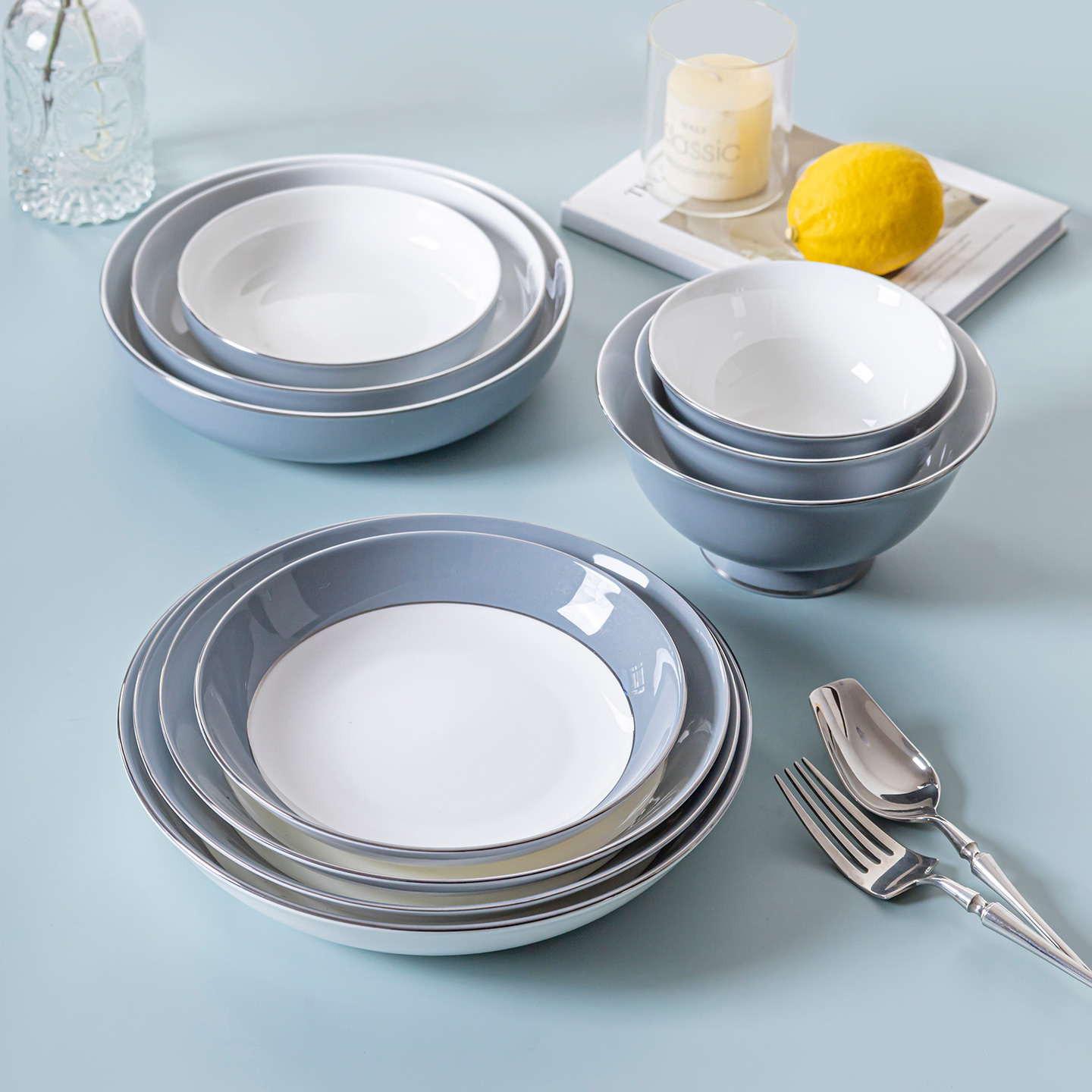 清货价 创意盘子菜盘家用景德镇陶瓷餐具碟子饭盘汤盘深盘水果盘