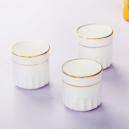 手工描金 骨瓷杯子 高温烧制