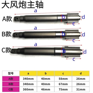 原厂风炮配件1寸大风炮主轴铁轴气动扳手长轴短轴打击轴补胎工具