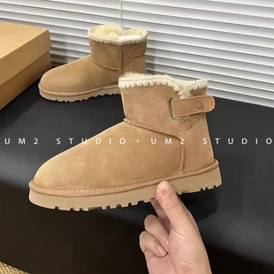 加绒加厚羊毛雪地靴女 24s秋冬厚底一脚蹬毛毛鞋 UM2女士断码 特价