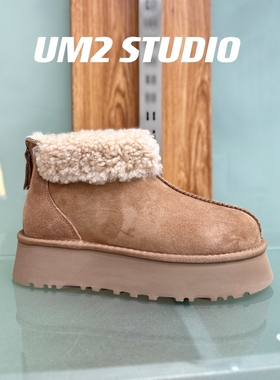 通勤续命靴~厚底增高后拉链毛毛鞋加棉女鞋保暖一脚蹬雪地靴冬鞋