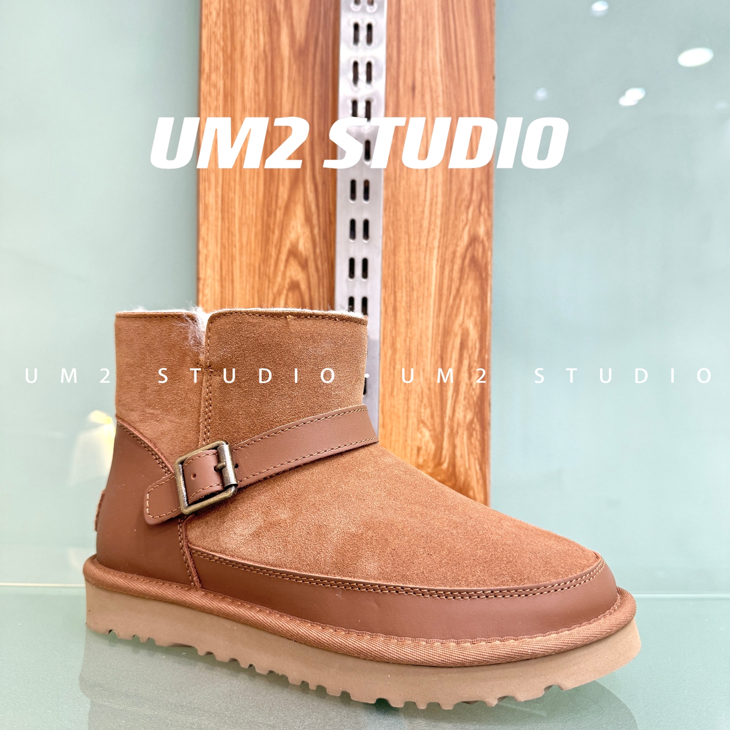 25s新款~侧面皮扣翻边雪地靴