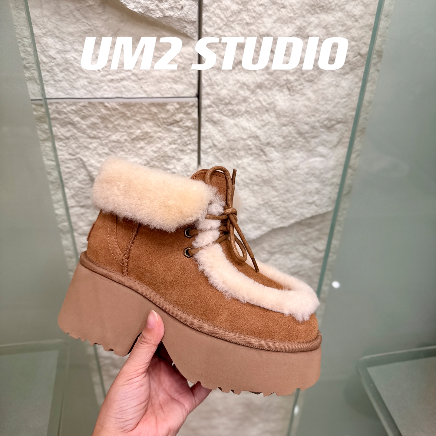 雨琦澳洲羊毛保暖防滑厚底雪地靴