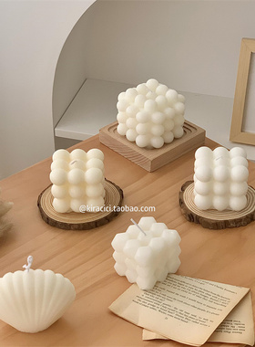 ins白色魔方香薰蜡烛女生生日礼物客厅卧室创意小众香氛装饰摆件