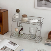 简约304不锈钢金属双层置物架桌面香水化妆品杂物整理小型收纳架