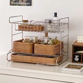 简约不锈钢金属多层置物架ins风桌面化妆品护肤品杂物整理收纳架